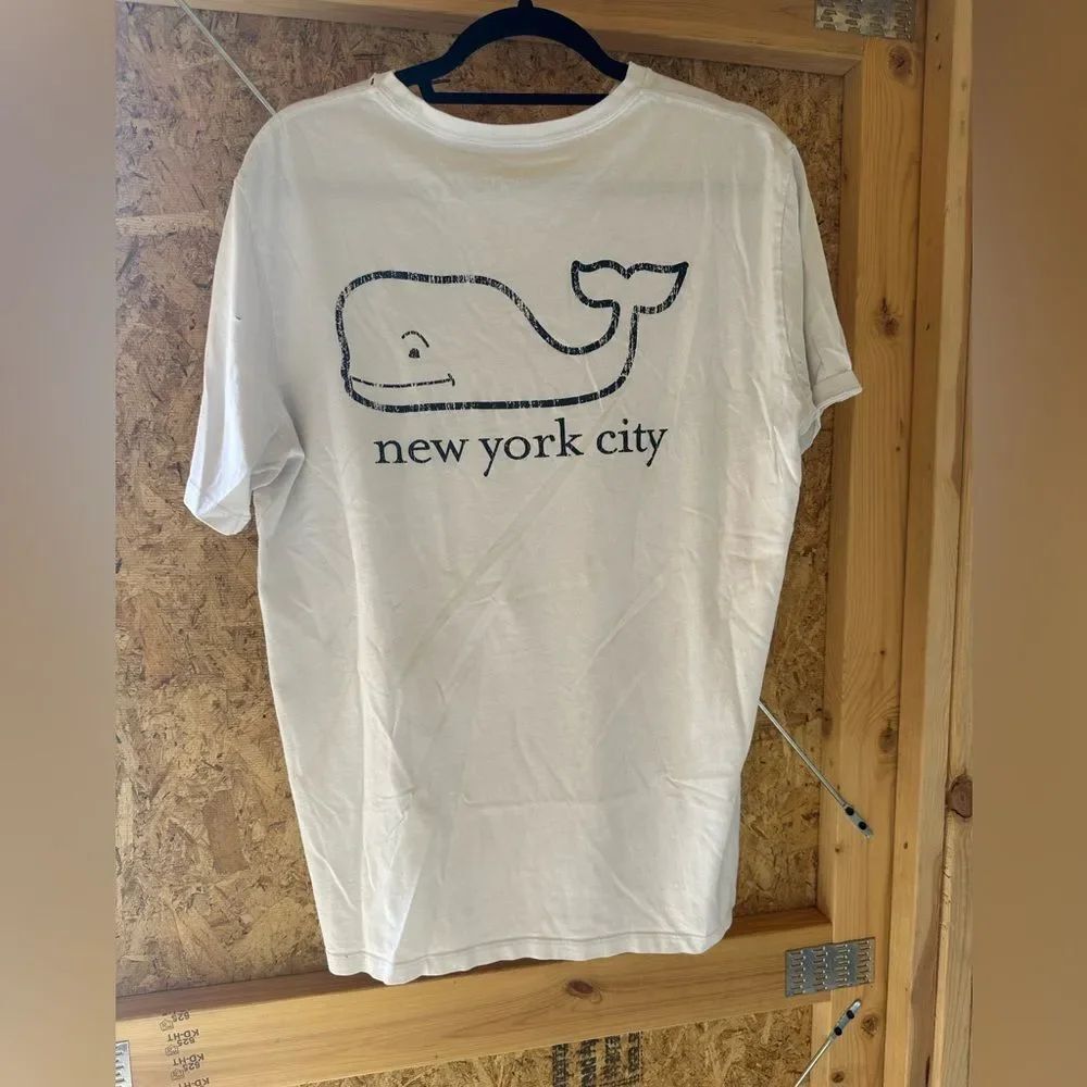 Vineyard Vines White Tee with Navy Whale Graphic